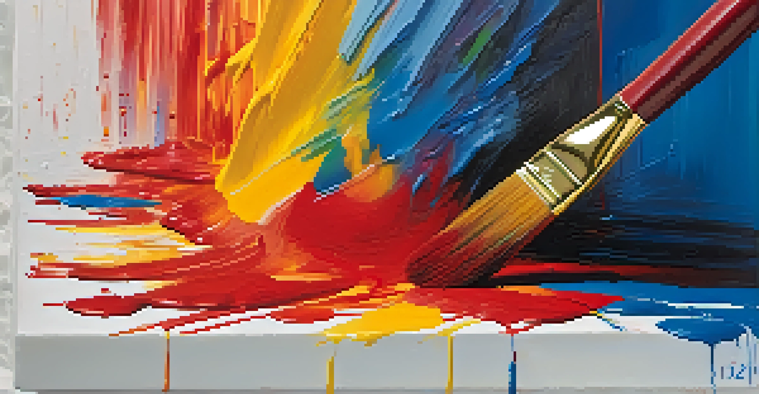 A vibrant canvas filled with colorful brush strokes, focusing on the texture and the act of painting.