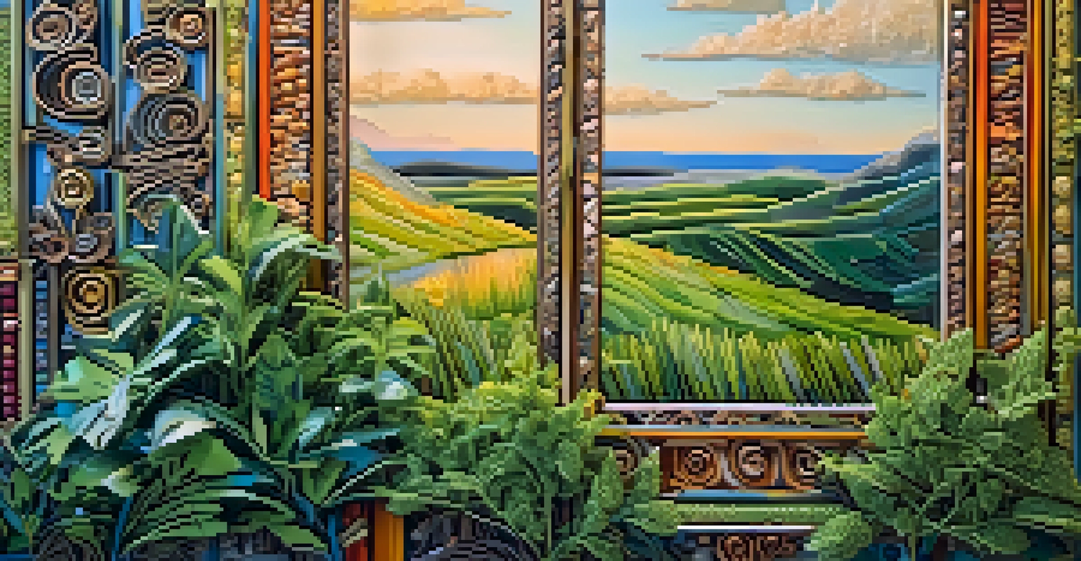 An eco-friendly artwork made from recycled materials, displaying vibrant colors and textures in a natural setting.