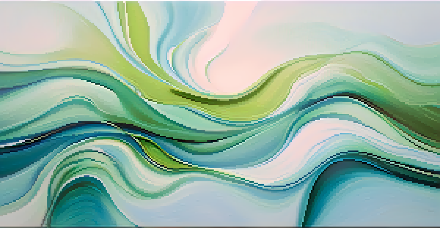 An abstract artwork in soft blue and green tones, creating a calming atmosphere.