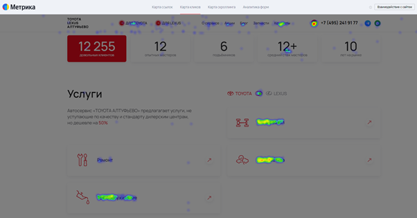 Карта кликов в Яндекс.Метрике