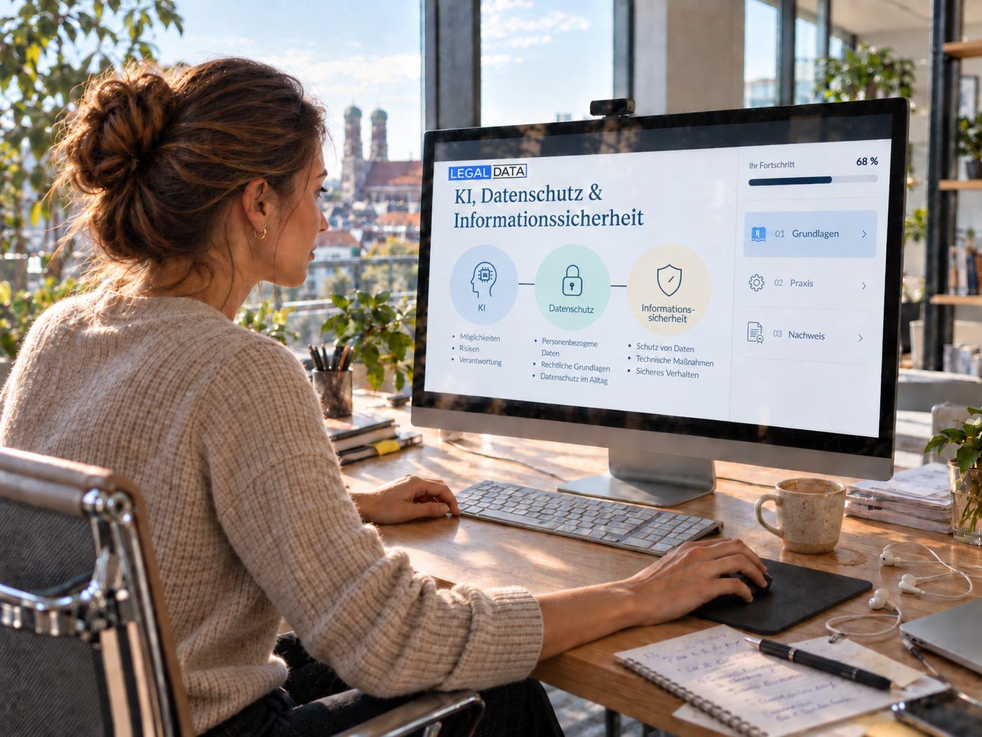 Employee completing a course in the legal data academy