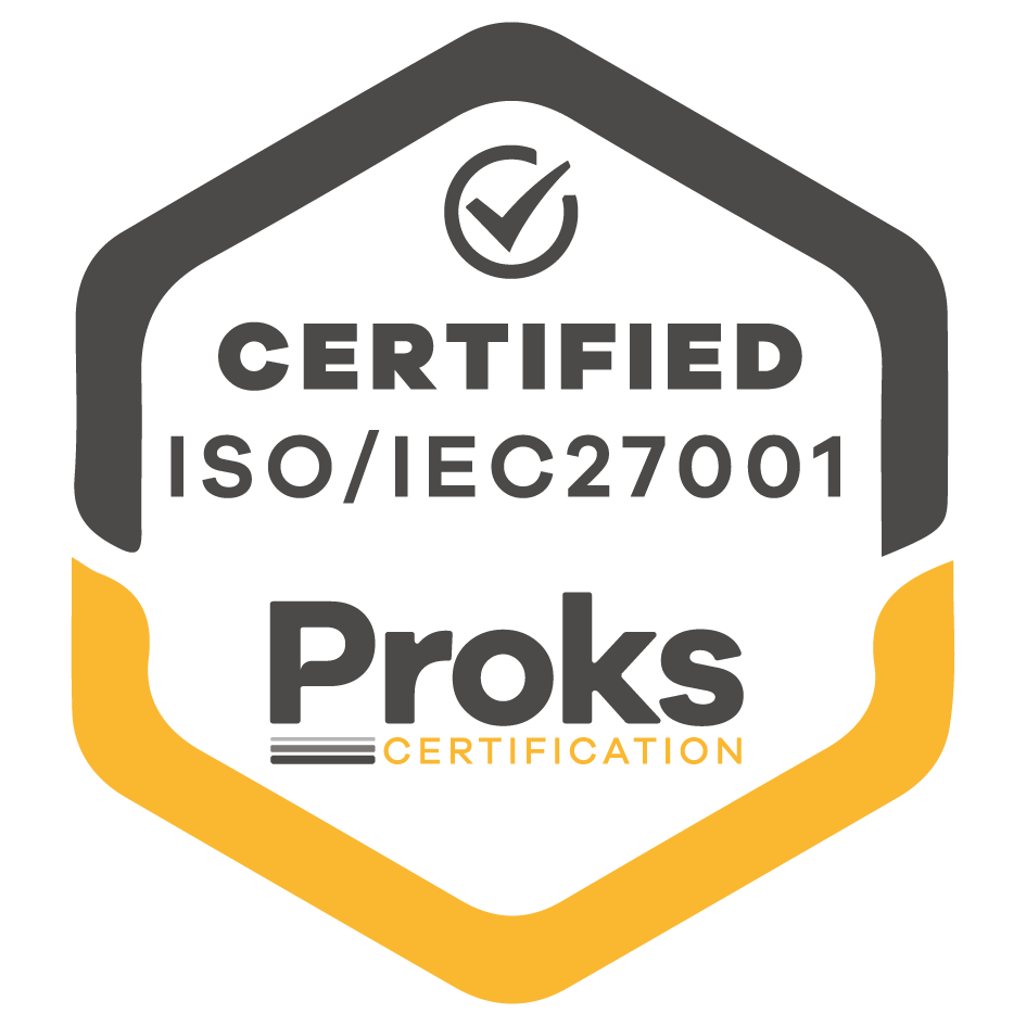 Siegel: zertifiziert nach ISO/IEC 27001, Proks Certification