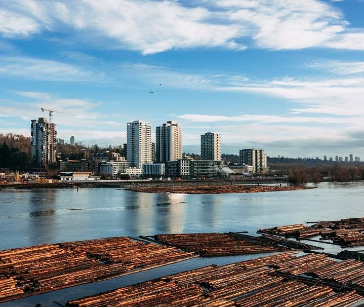Historic industrial waterfront at East Fraser Lands.
