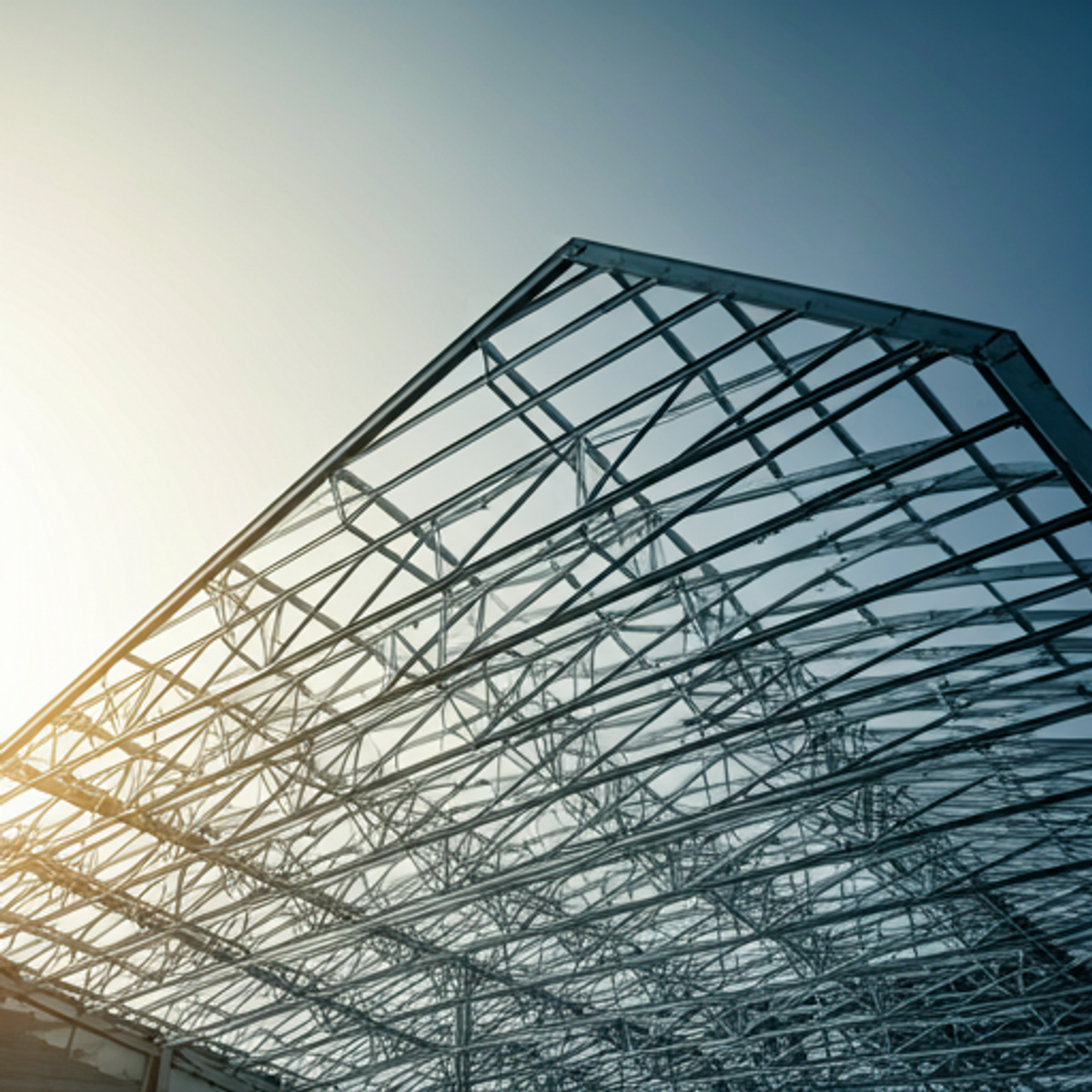 Steel framework for an industrial roofing project