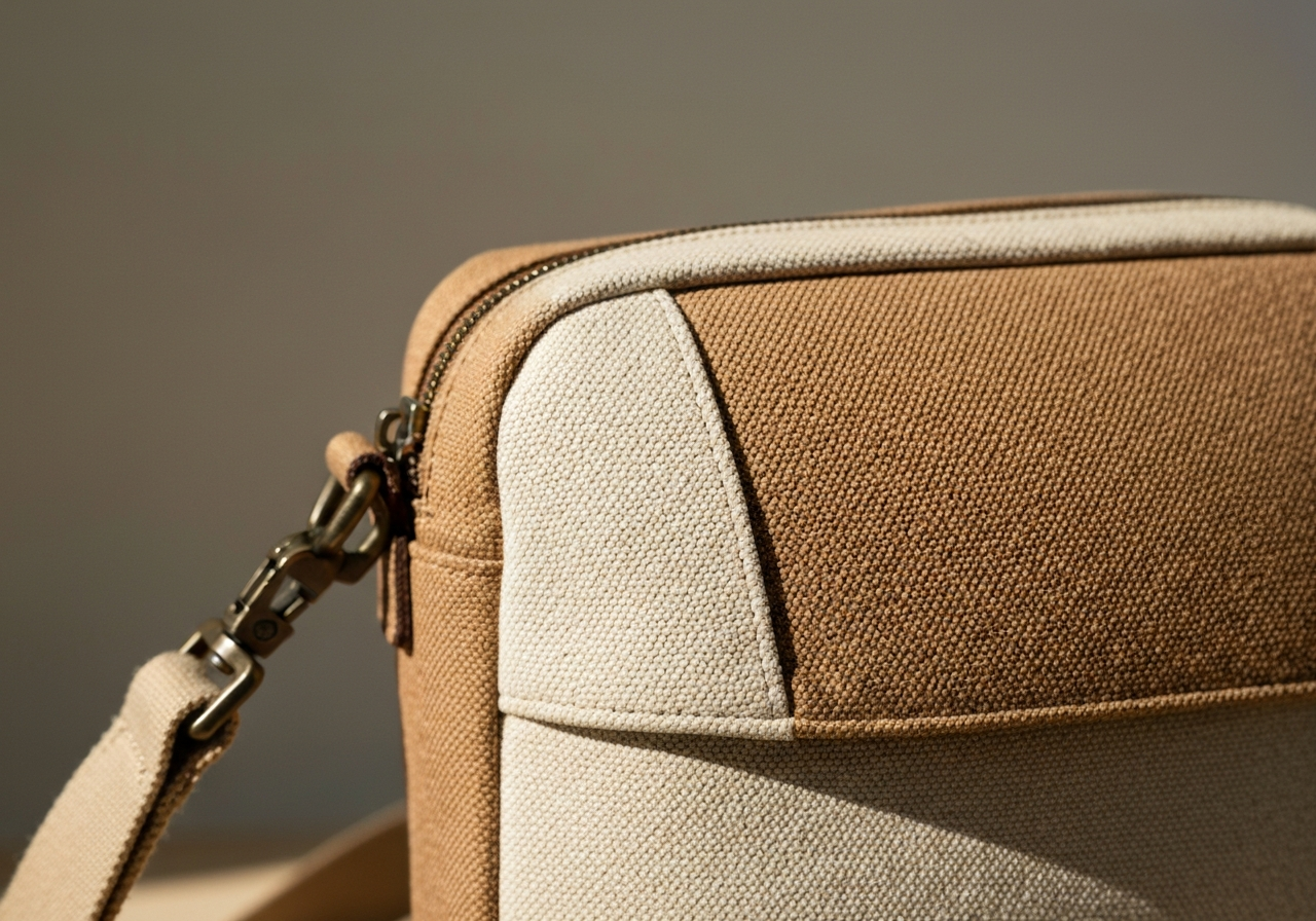 Détail texture toile sac bandoulière homme premium