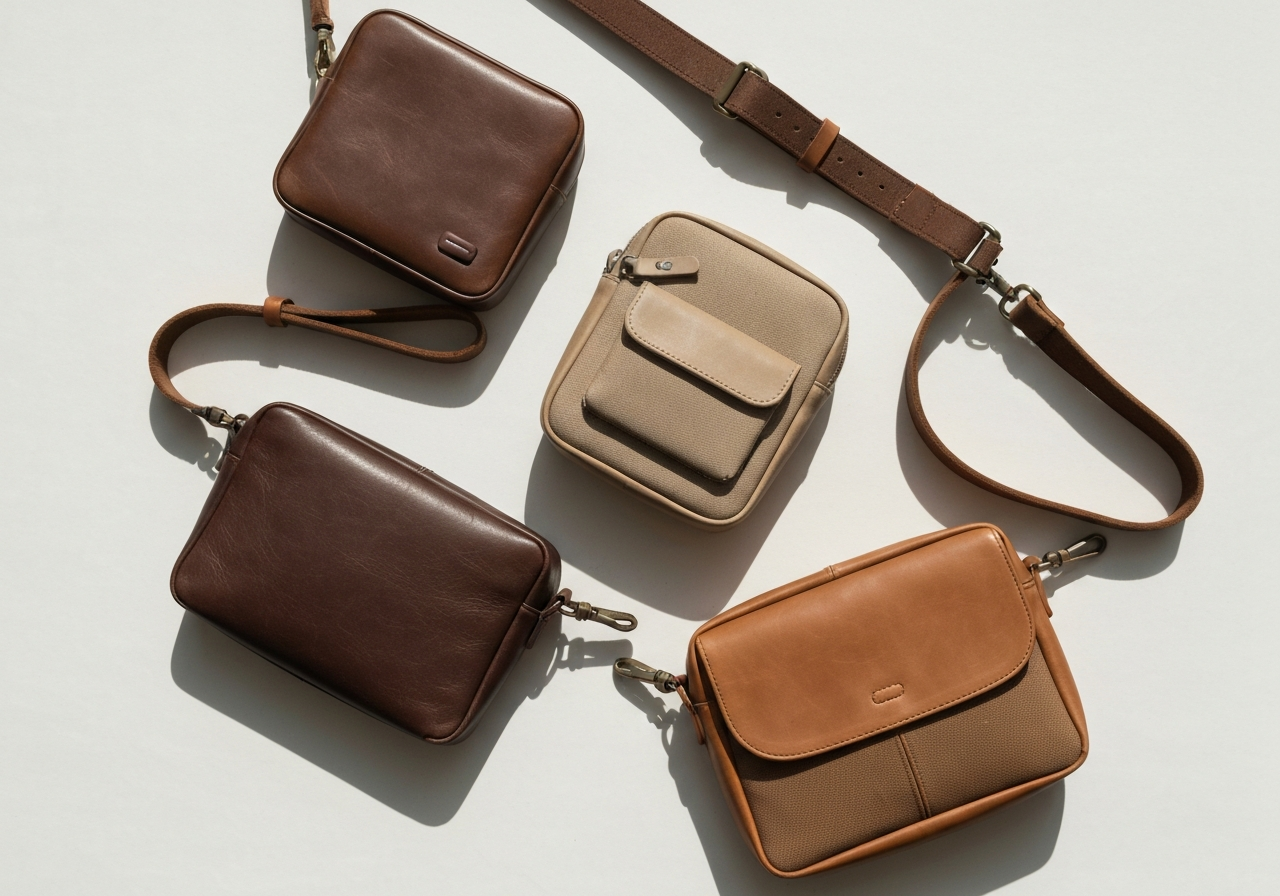 Trois modèles sacs bandoulière homme cuir canvas