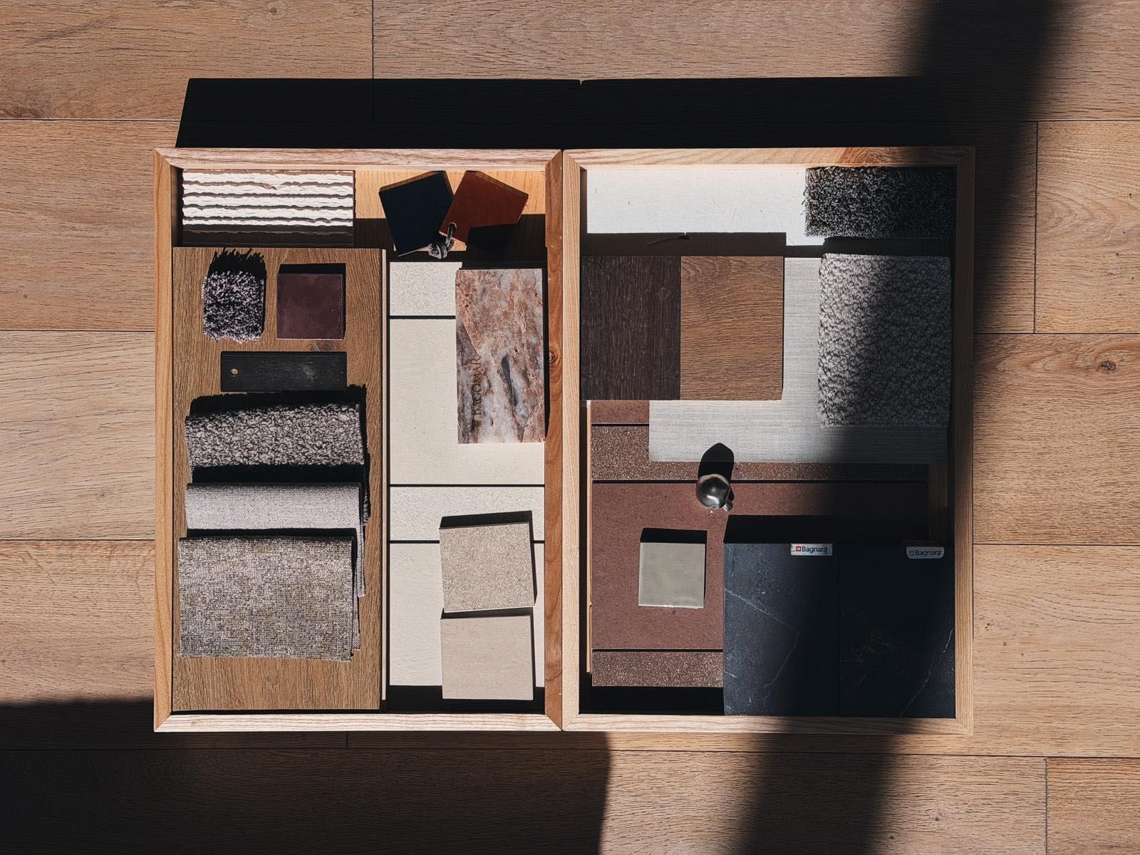 tray of Adret material swatches