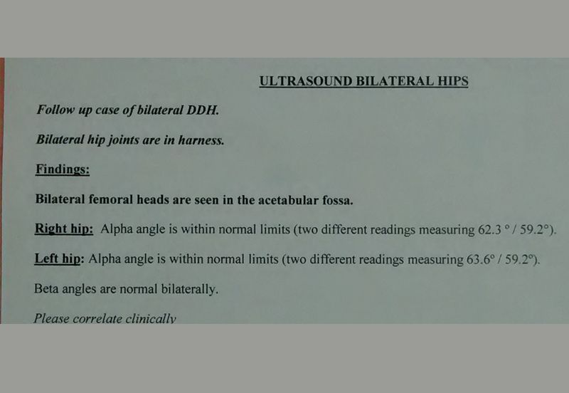 Ultrasound report at 5 months