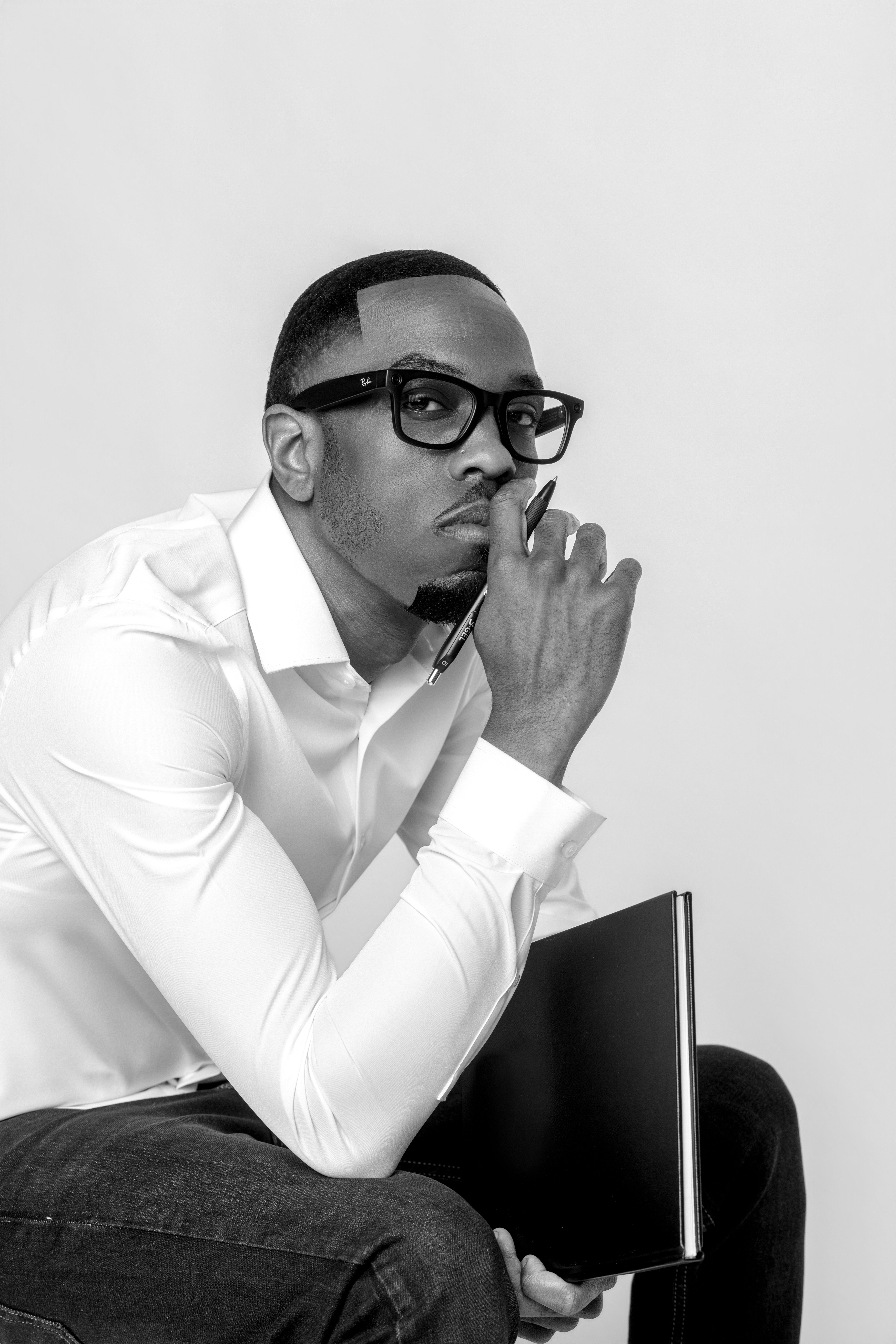 Modello Brown at his drawing desk