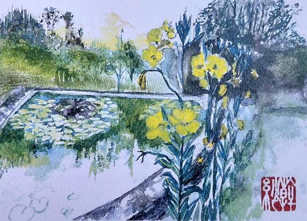 The Meditation Garden - Watercolor on paper