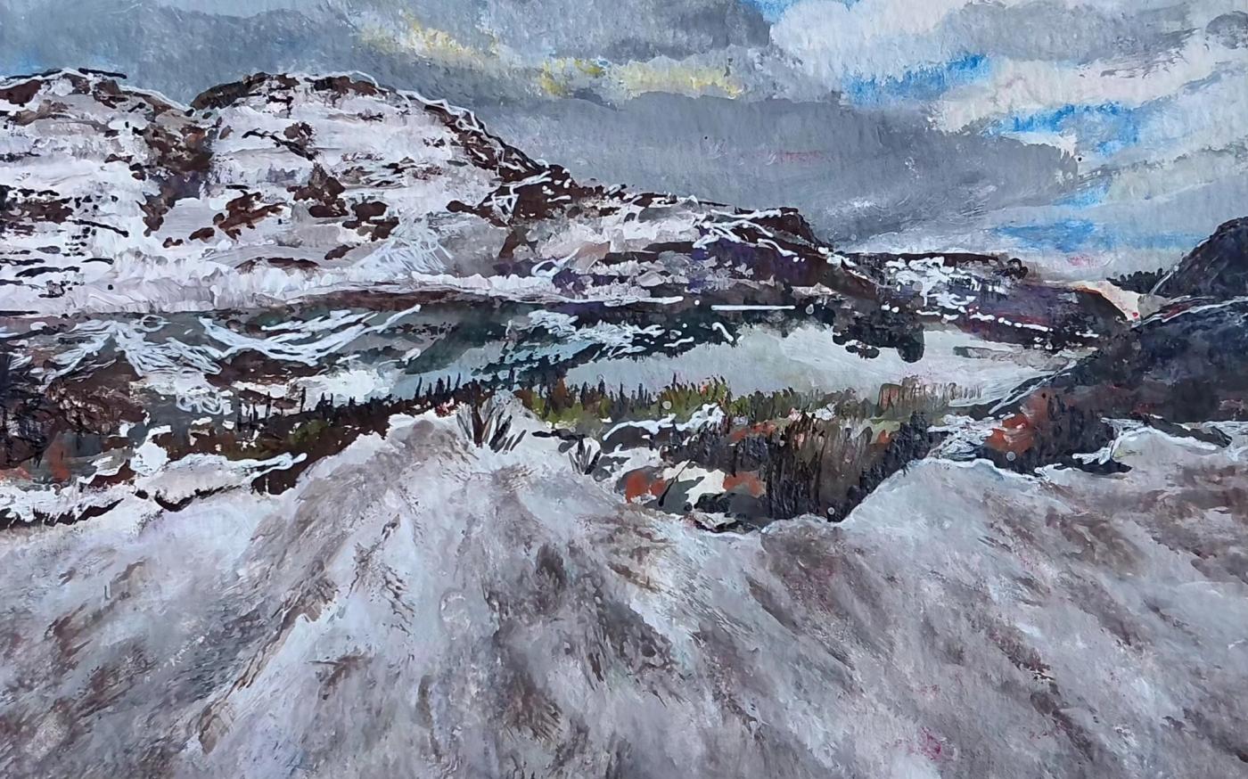 on the snowy mountain
