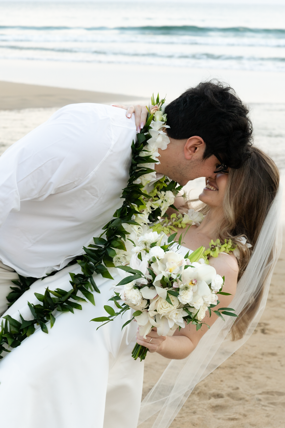 Couple portrait in tropical setting