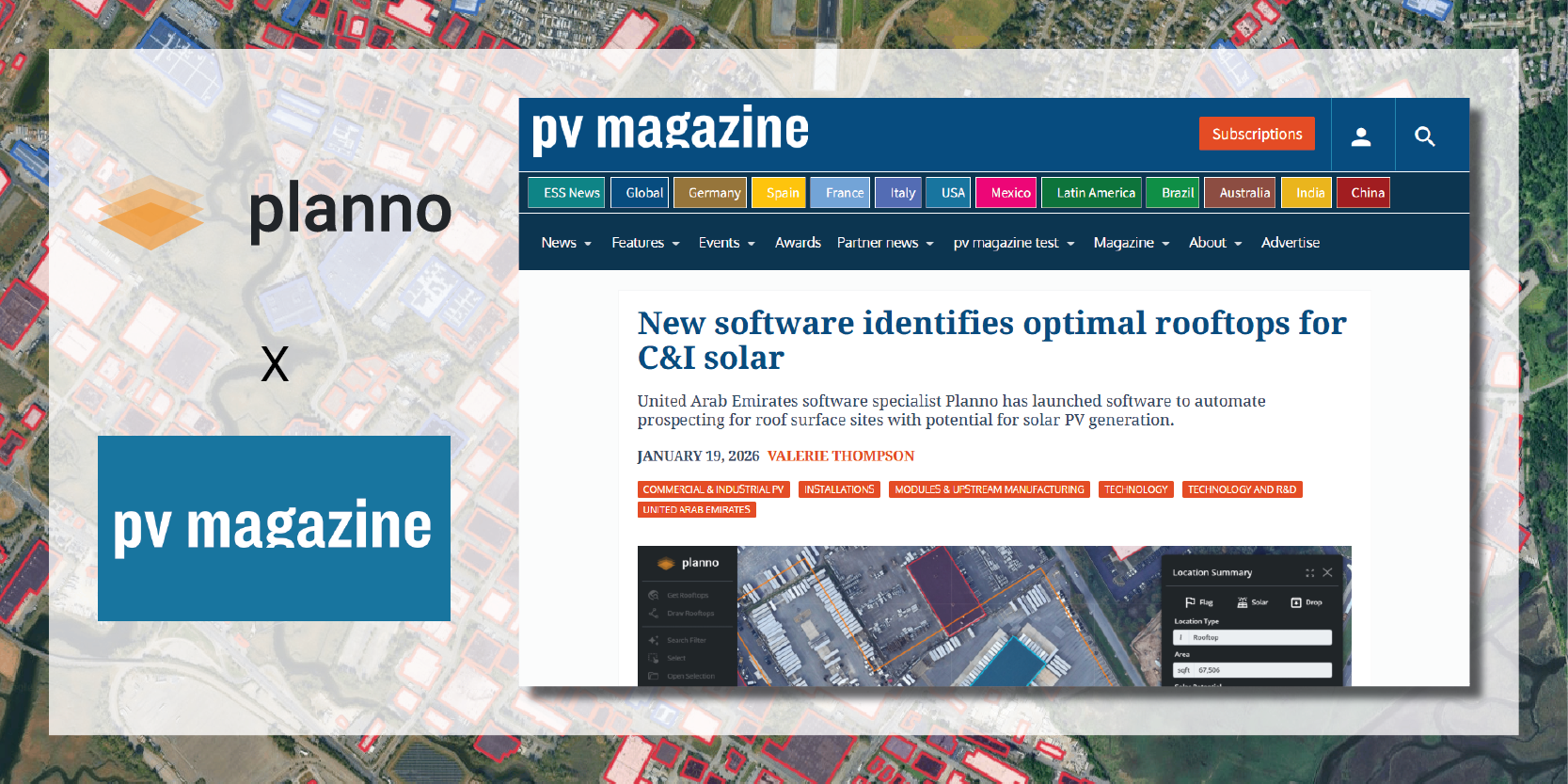 Planno Featured in PV Magazine: New Software Identifies Optimal Rooftops for C&I Solar