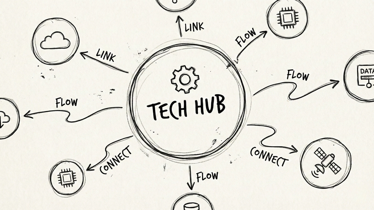 Network visualization representing HubSpot's hub-based platform architecture