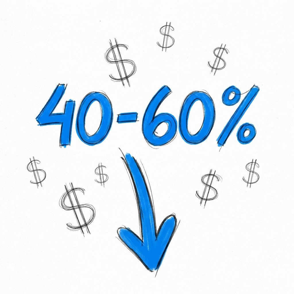 Infographic displaying 40 to 60 percent reduction in customer acquisition costs for home service businesses