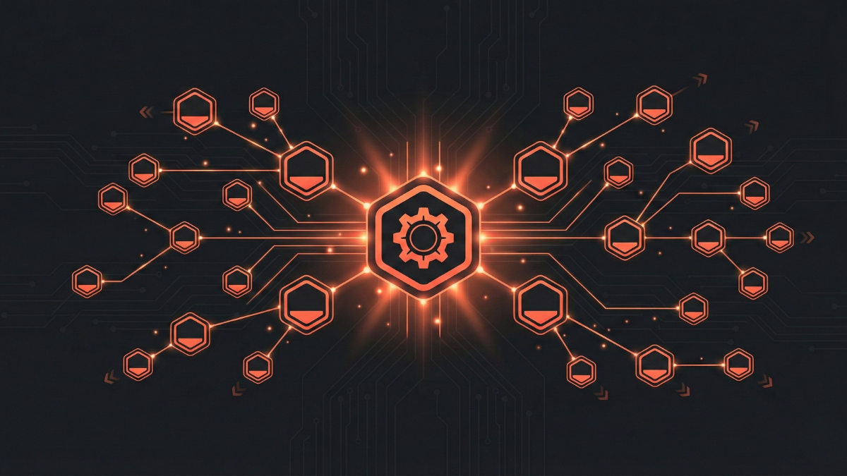 Multiple connected nodes branching from central hub representing GoHighLevel Unlimited plan multi-client management Multiple connected nodes branching from central hub representing GoHighLevel Unlimited plan multi-client management