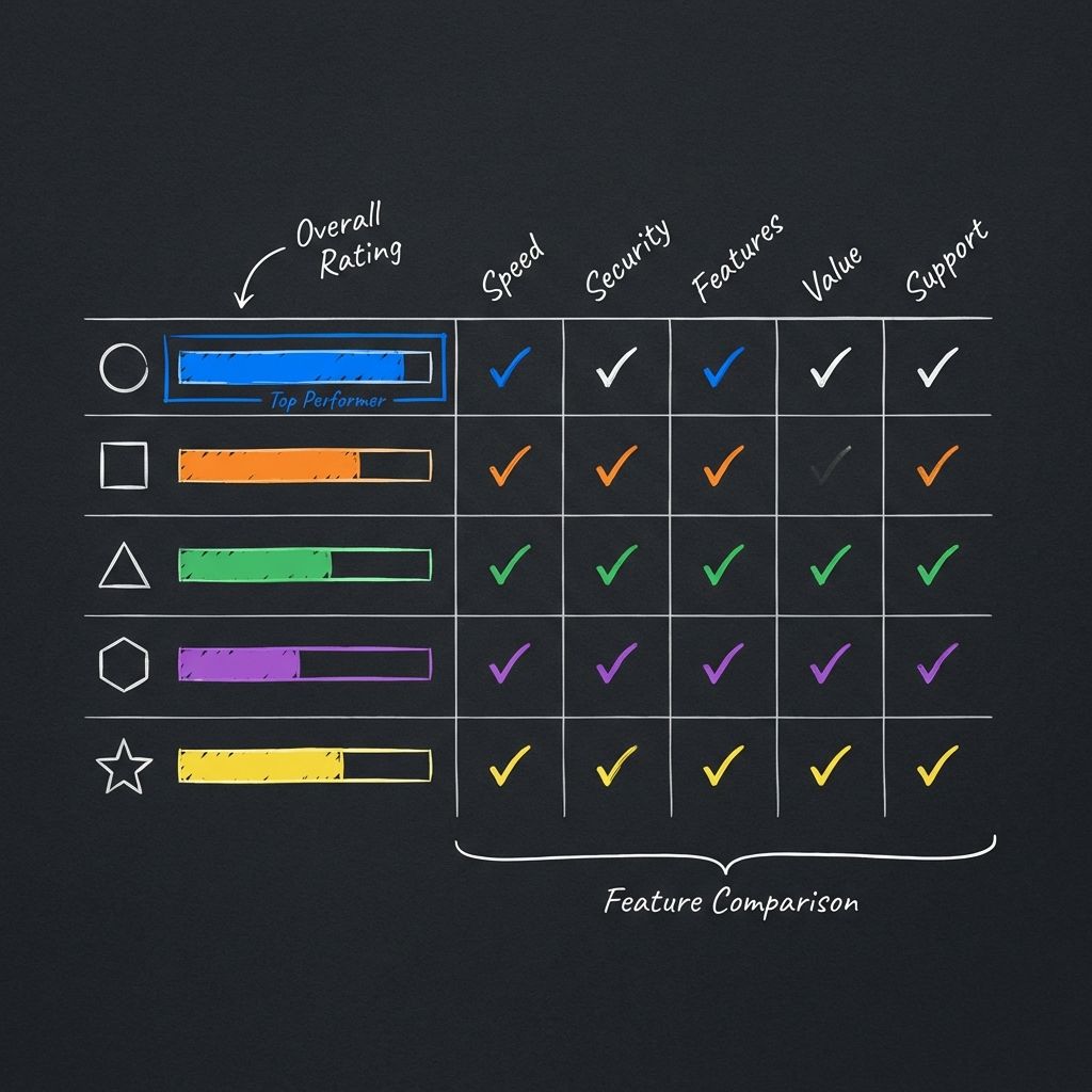 Comparison chart of top 5 HVAC CRM platforms showing features and ratings side by side