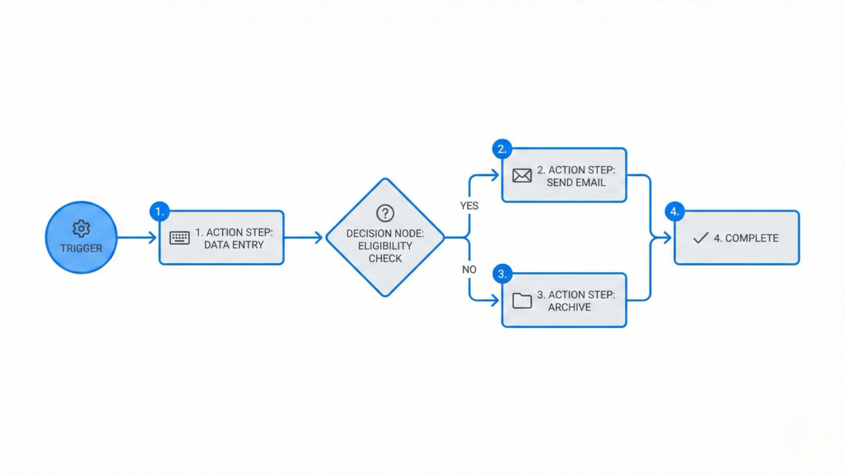 Visual workflow diagram showing automated lead follow-up sequence setup steps in GoHighLevel