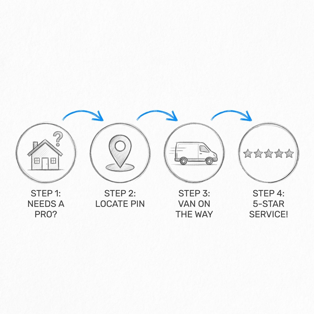 Automated workflow diagram showing lead capture to service completion process for home service contractors