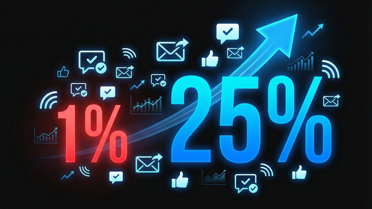 Cold email response rates increasing from 1% to 25% with improved personalization strategy