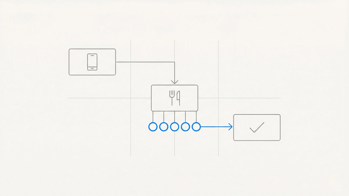 3D render of smartphone showing five-star restaurant reviews with notification bubbles
