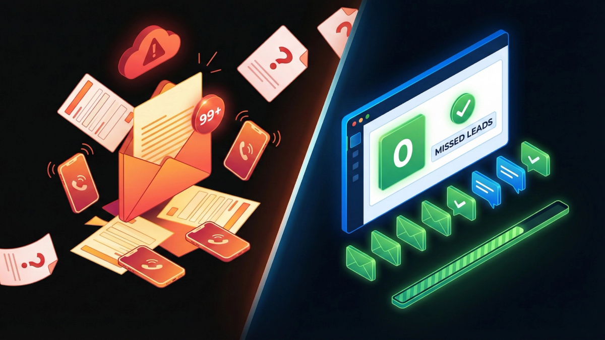 3D funnel visualization showing leads escaping through gaps representing why am i losing leads