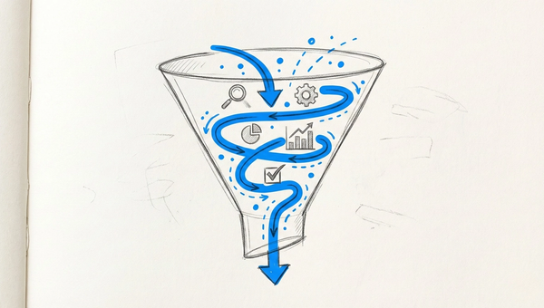 3D funnel visualization showing GoHighLevel conversion pathway with glowing data streams