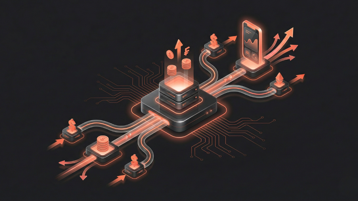 Premium SaaS platform with revenue streams flowing outward representing GoHighLevel SaaS Pro reseller model Premium SaaS platform with revenue streams flowing outward representing GoHighLevel SaaS Pro reseller model