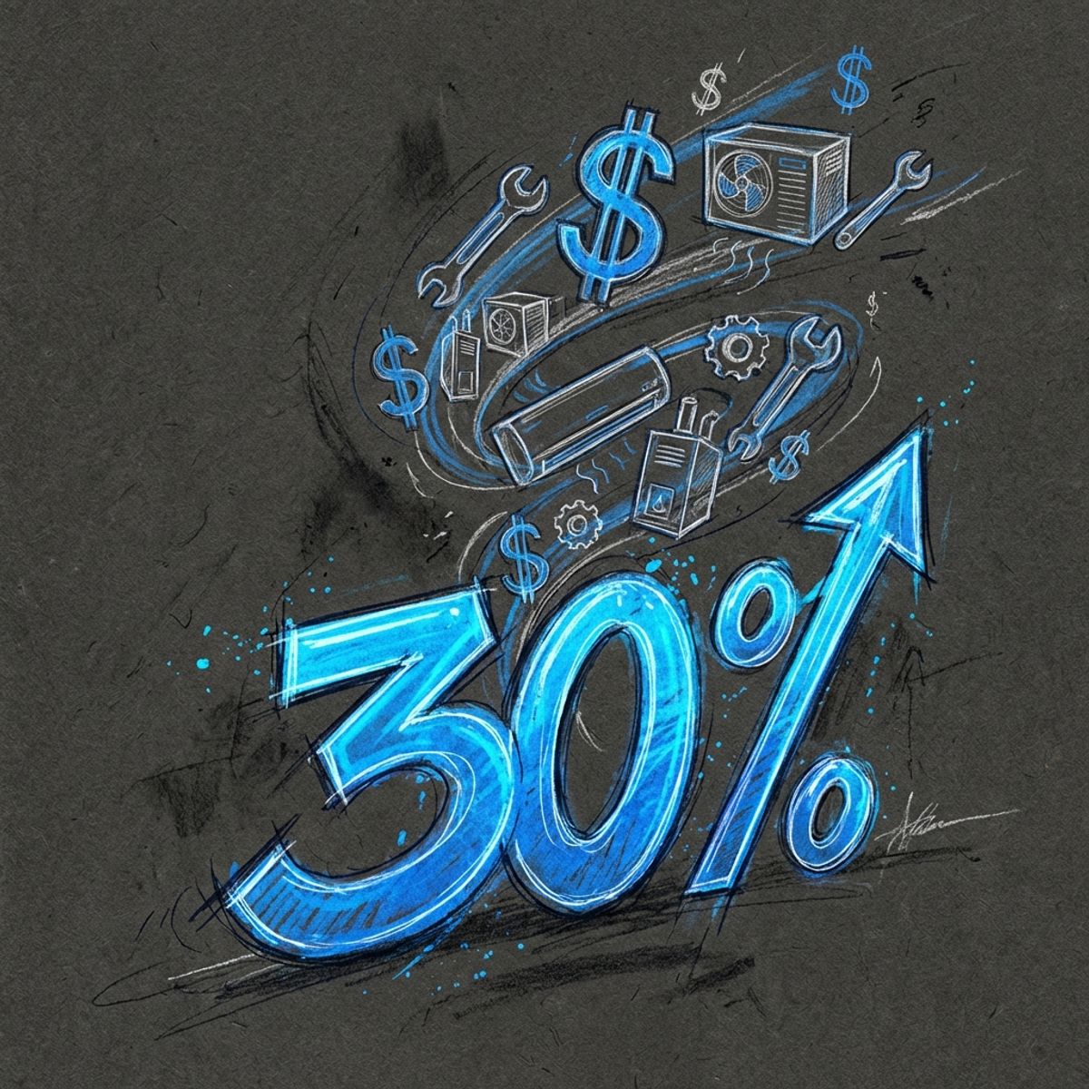 Revenue growth chart showing 30 percent increase for HVAC companies using specialized CRM systems