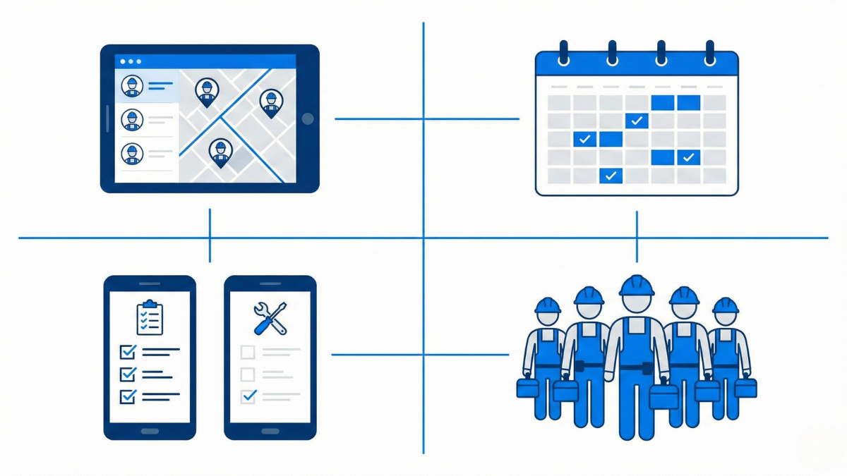 Jobber field service management tools visualization showing scheduling and operational features