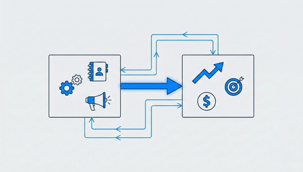 3D comparison visualization of GoHighLevel vs Keap CRM platforms with connecting data streams