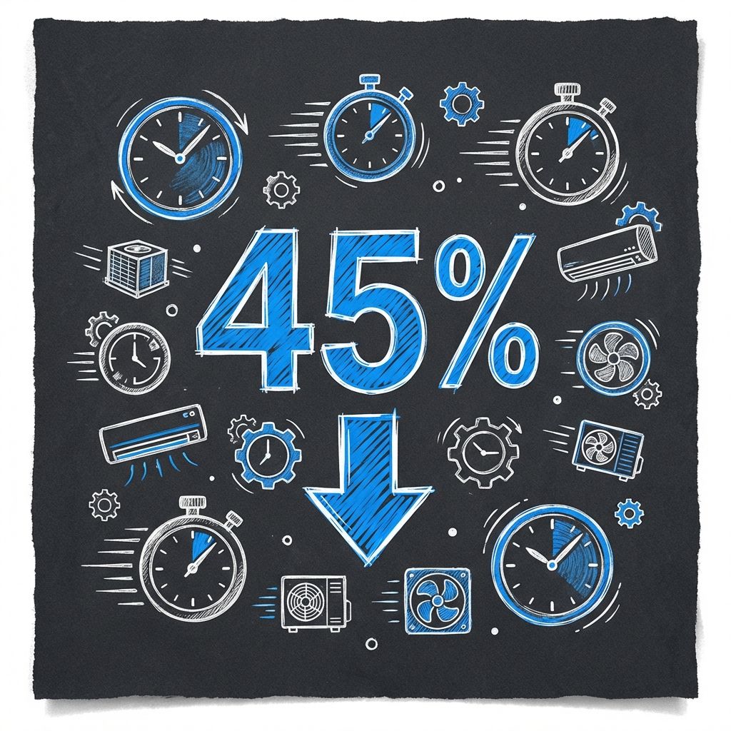 Infographic showing 45 percent reduction in HVAC customer response times through CRM automation