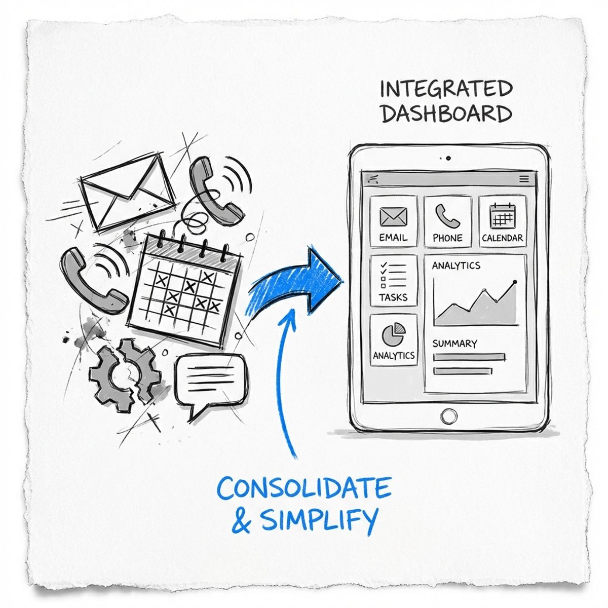 Visual comparison of multiple disconnected software tools versus single GoHighLevel platform for home services