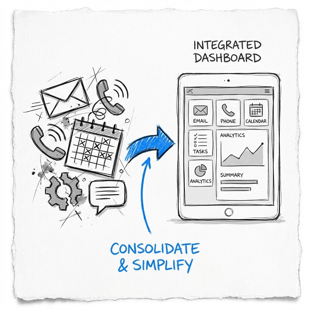 Visual comparison of multiple disconnected software tools versus single GoHighLevel platform for home services