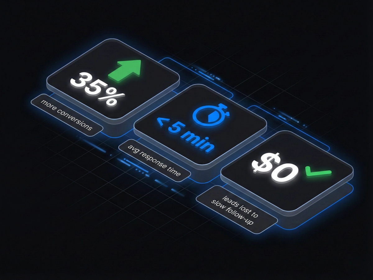 Analytics dashboard showing improved lead conversion rates and sales metrics