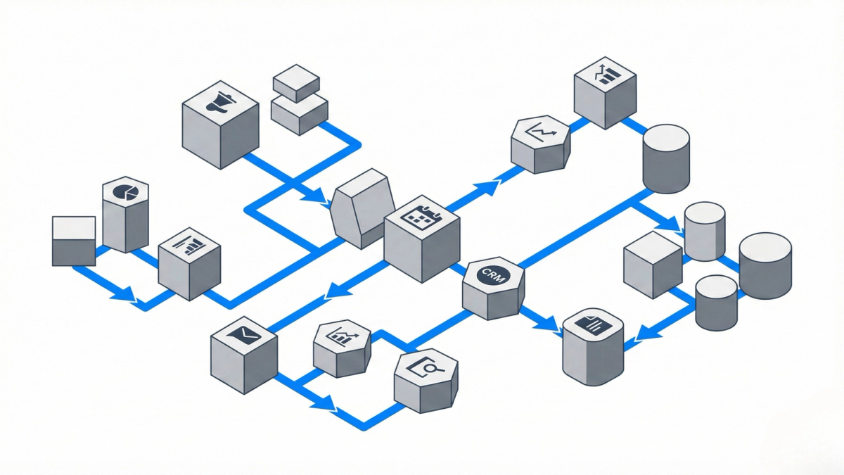 Isometric illustration showing GoHighLevel's all-in-one marketing platform components Isometric illustration showing GoHighLevel's all-in-one marketing platform components