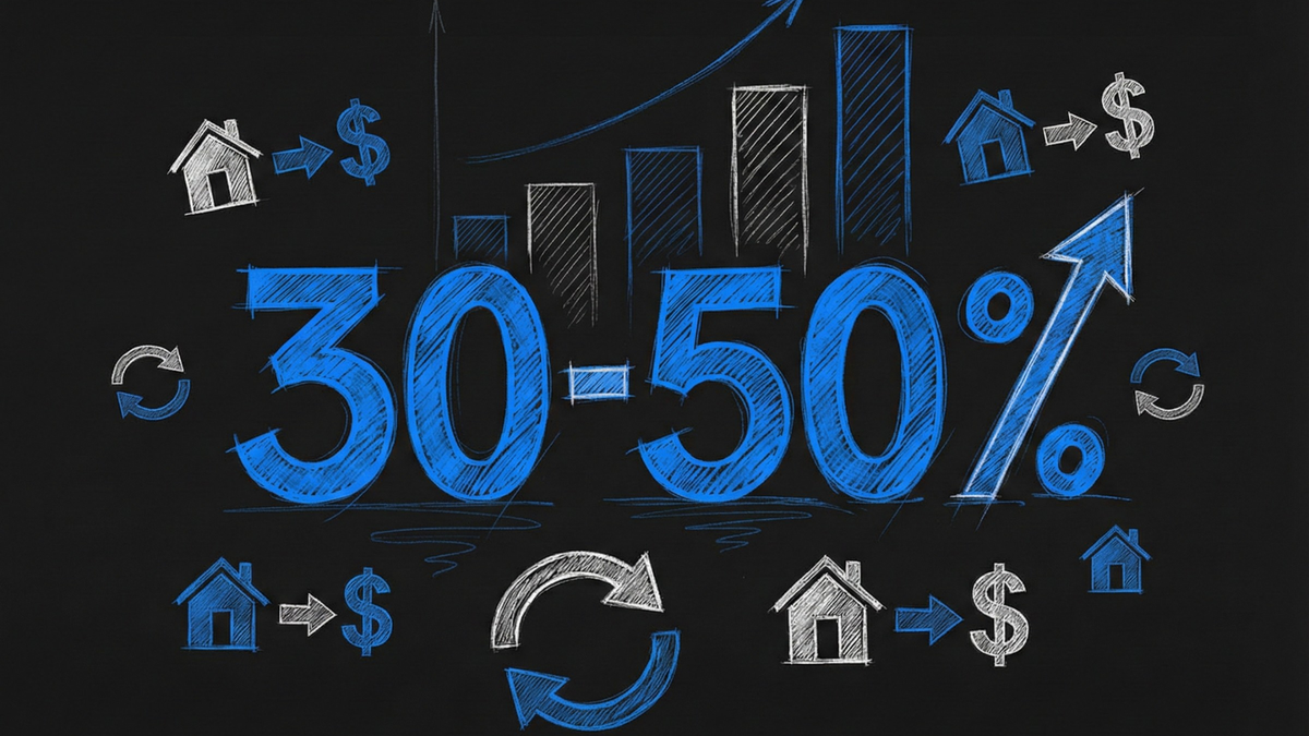 Infographic showing 30 to 50 percent increase in real estate conversion rates through lead nurturing automation