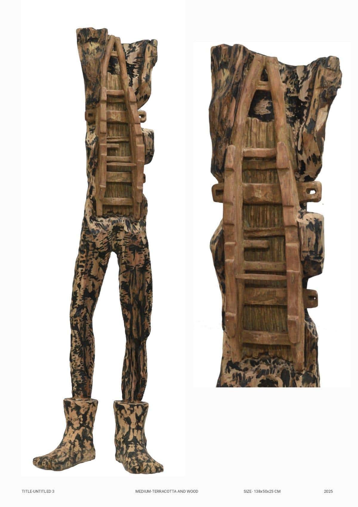 Untitled (Terracotta and Wood), terracotta and wood, 2025