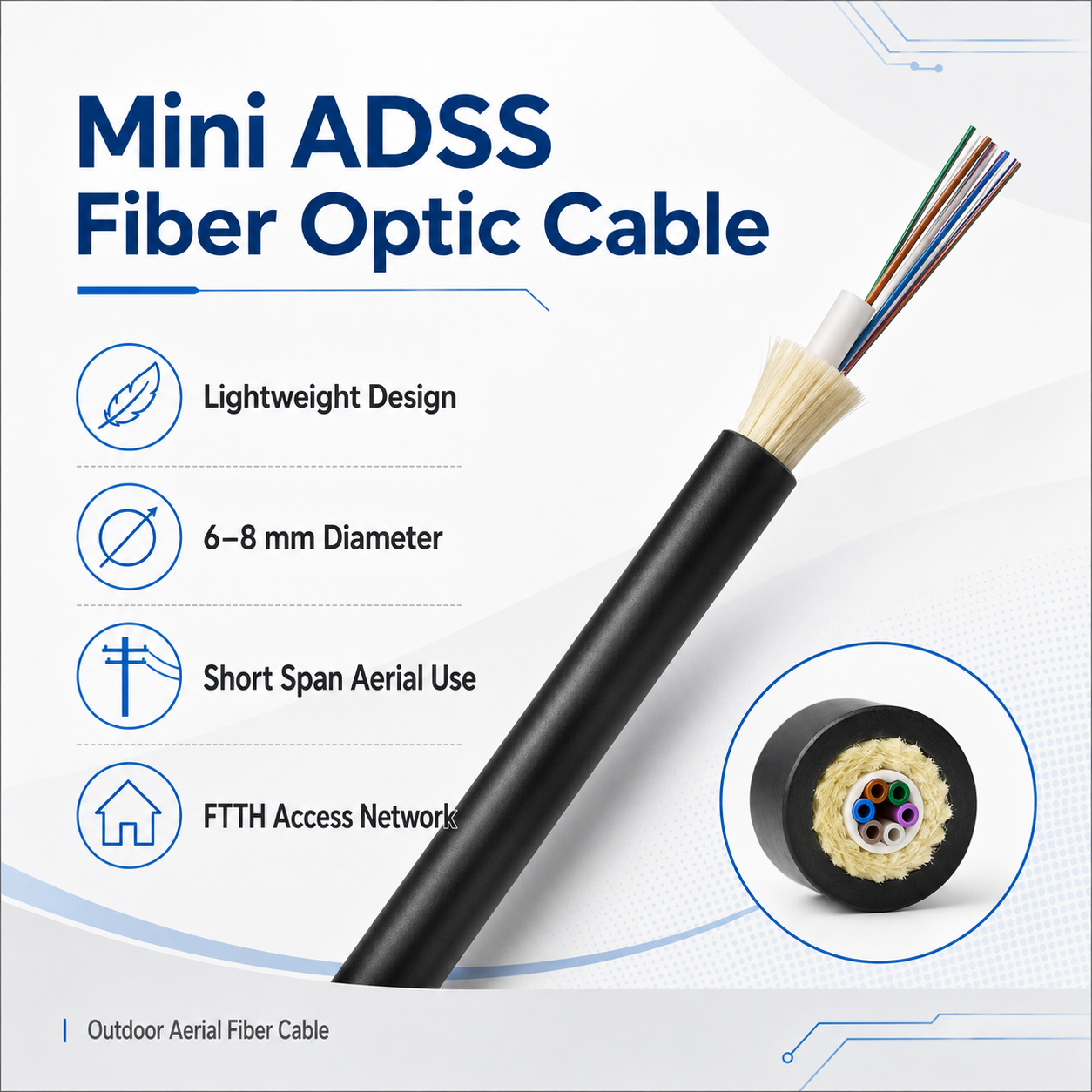 Mini ADSS Fiber Optic Cable