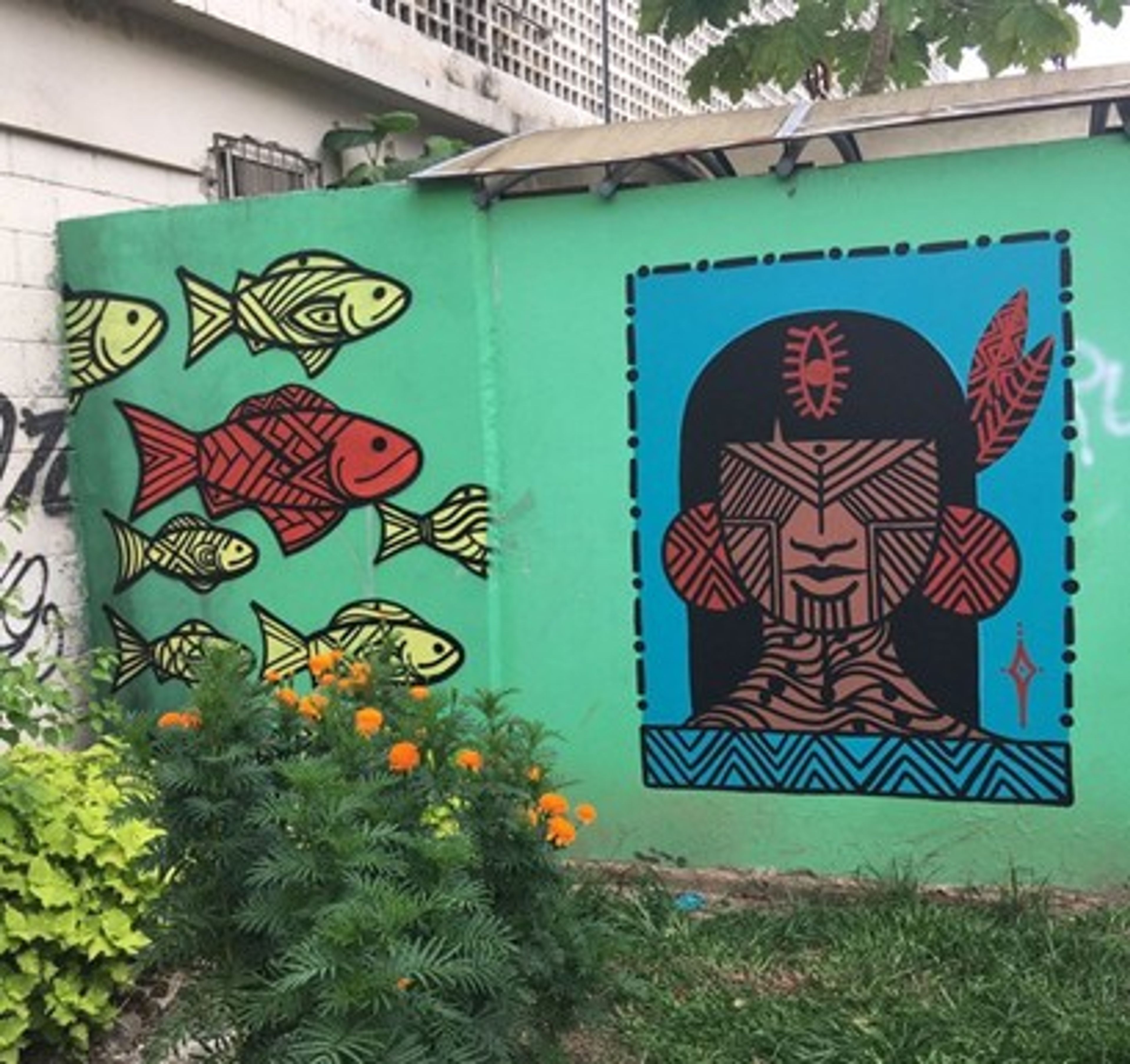 Mural Índia e Peixes — mural por Oberdam Eltz