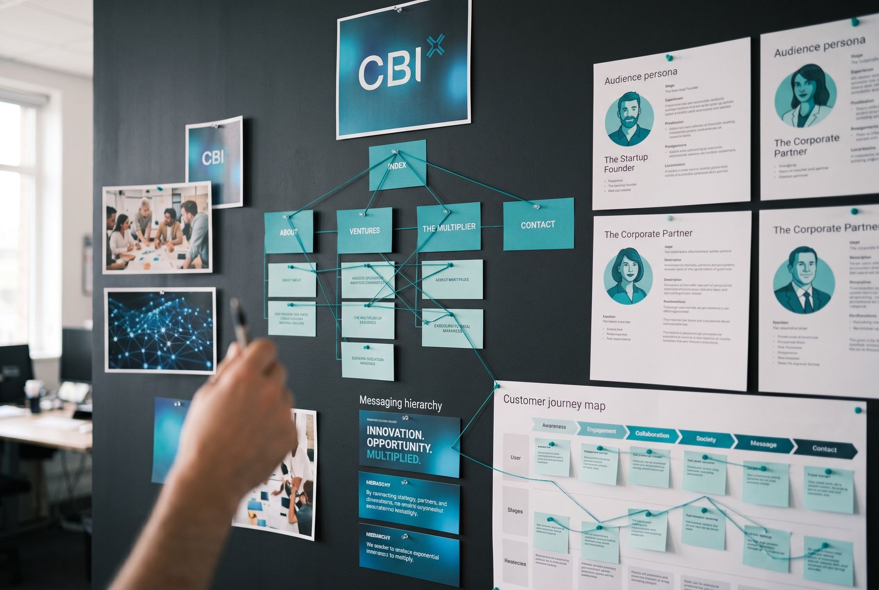 Sitemap, messaging hierarchy and customer journey mapped before design begins.