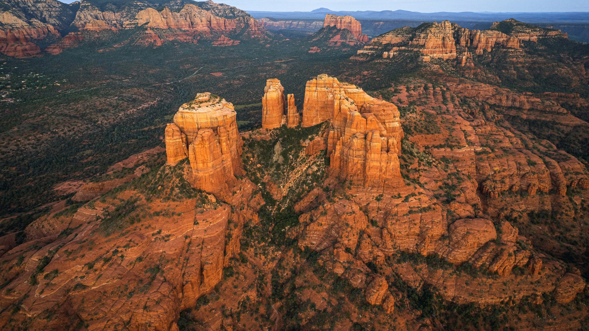 Image of an aerial view of a rocky mountain range
