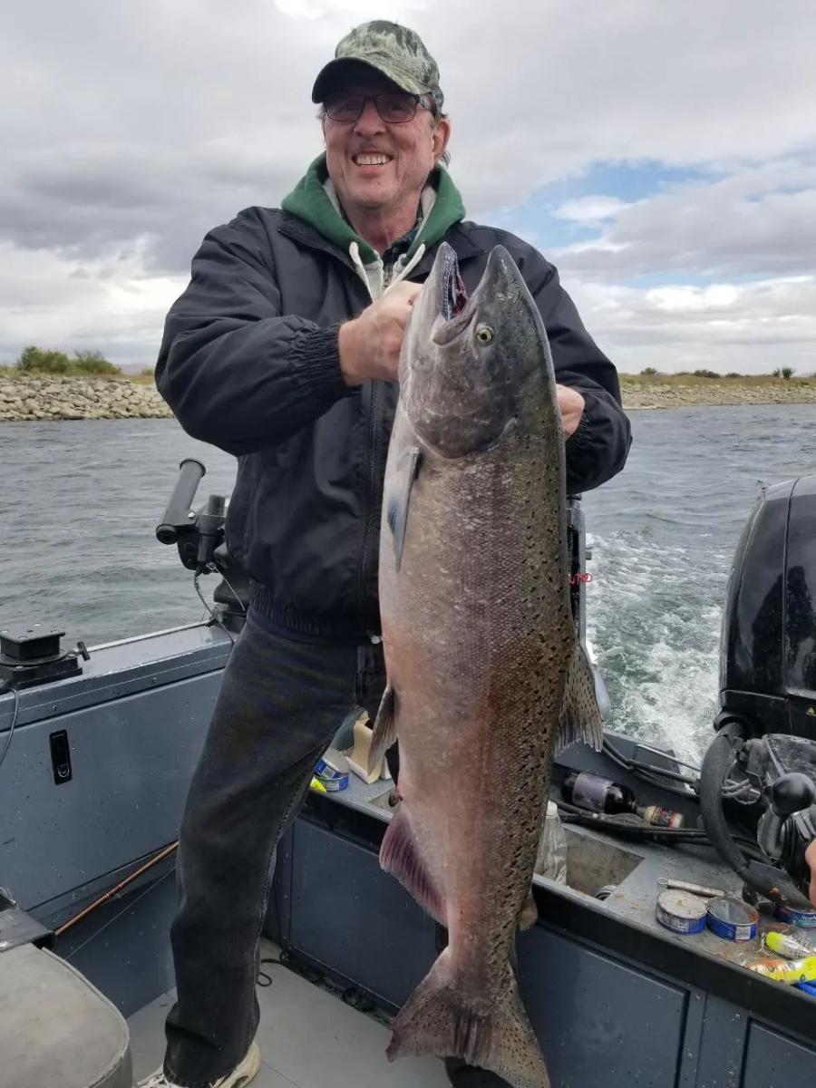 Jimmy holding a Columbia River salmon