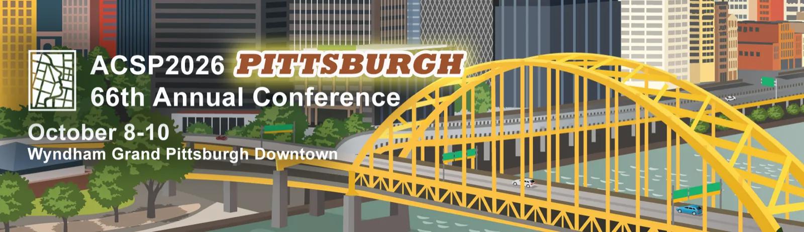 Banner of the Association of Collegiate Schools of Planning 2026 conference in Pittsburgh