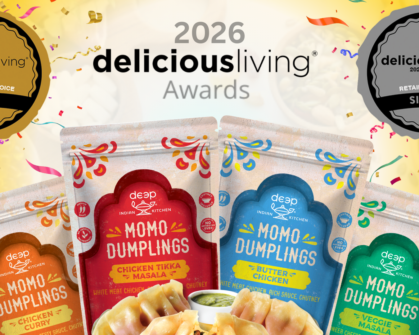 Momo pouches with gold and silver delicious living awards