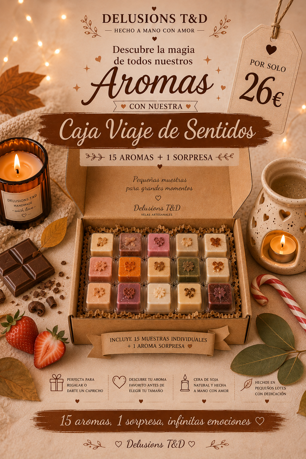 Cajita con nuestros 15 aromas y 1 sorpresa