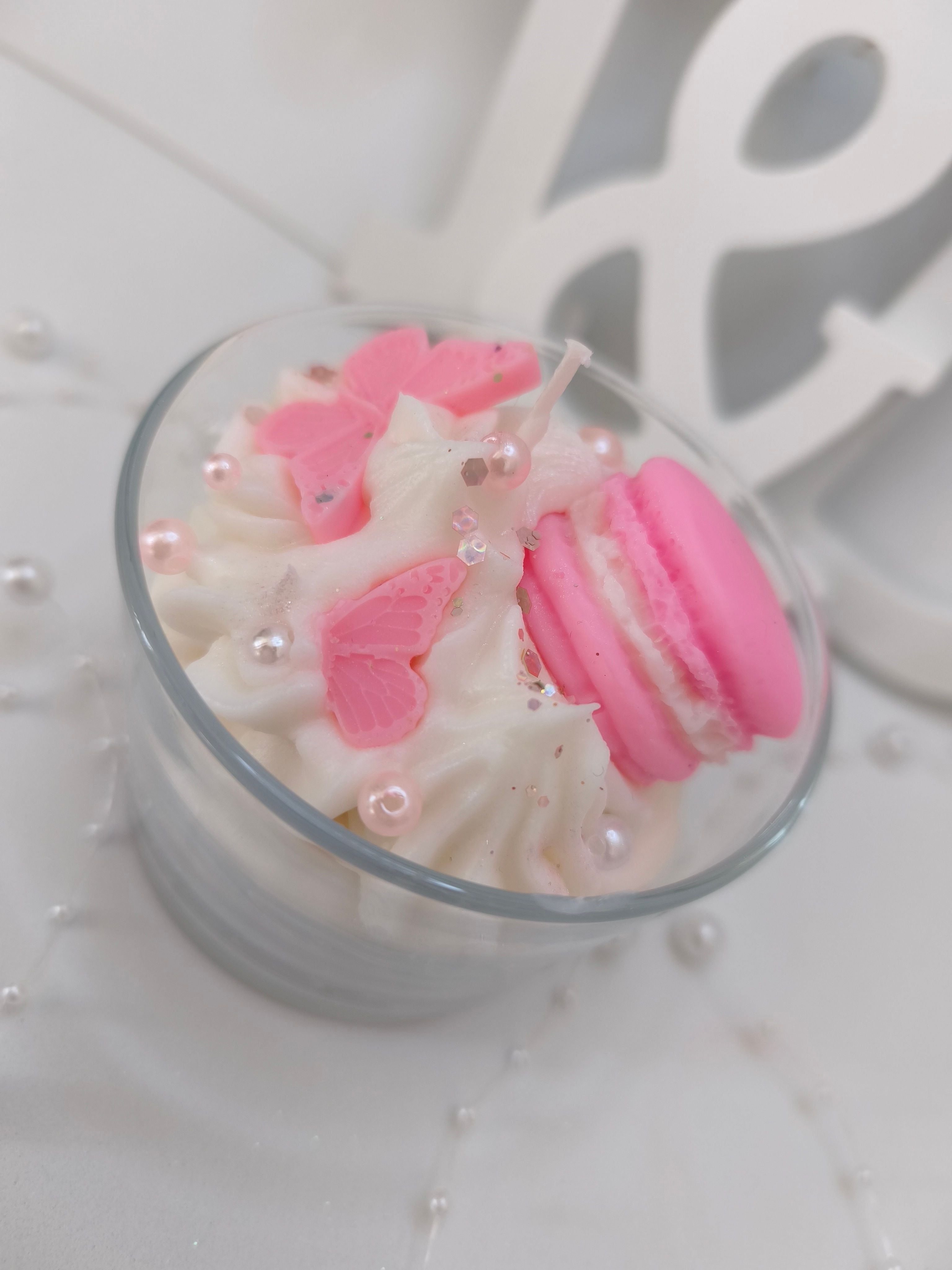 Vela Pequeña — Con adornos delicados y cuencas. Aroma a flor de algodón