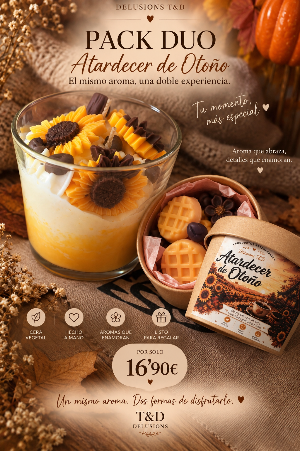 Vela y wax melts con el mismo aroma