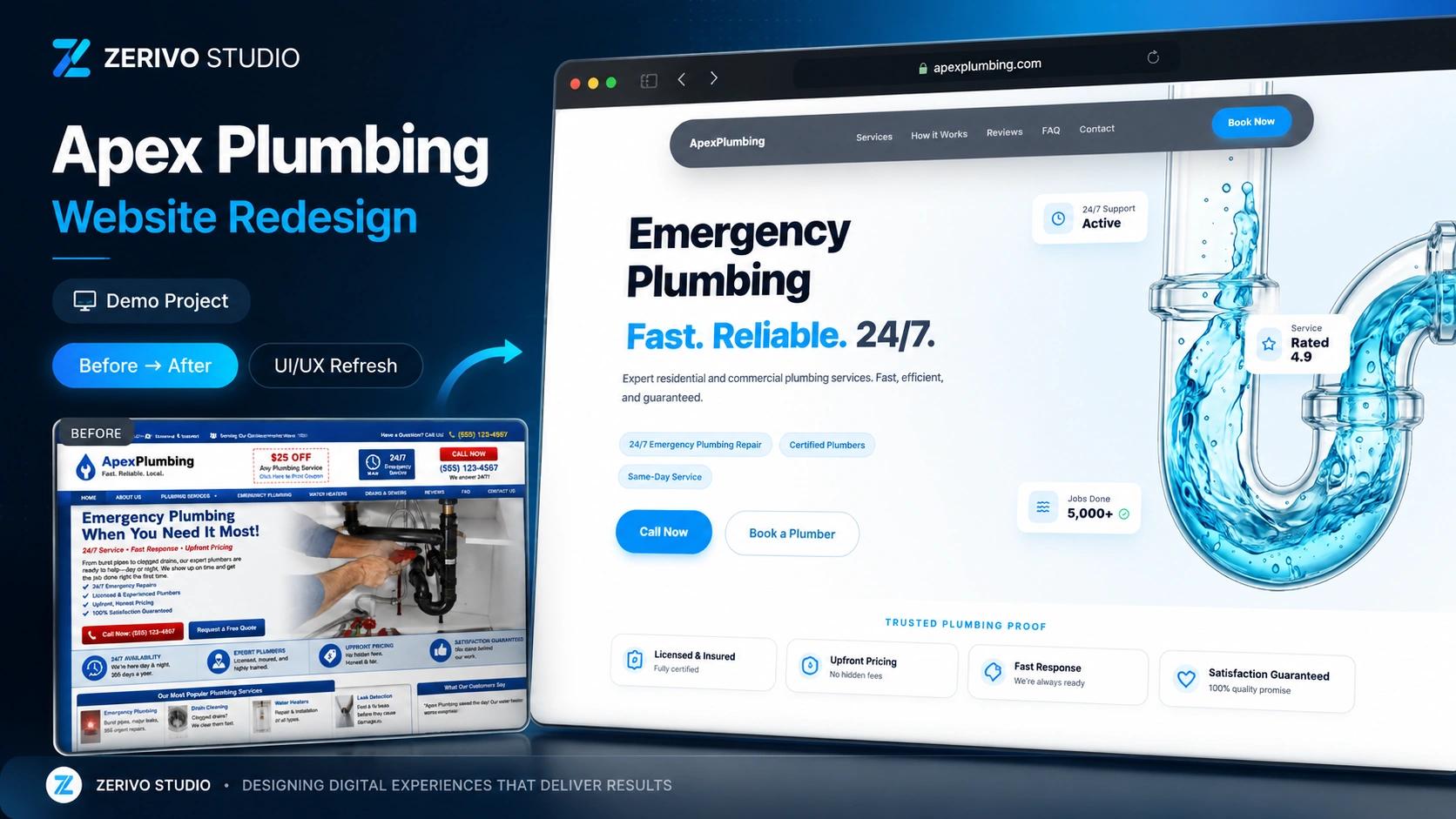Modern plumbing business website home page