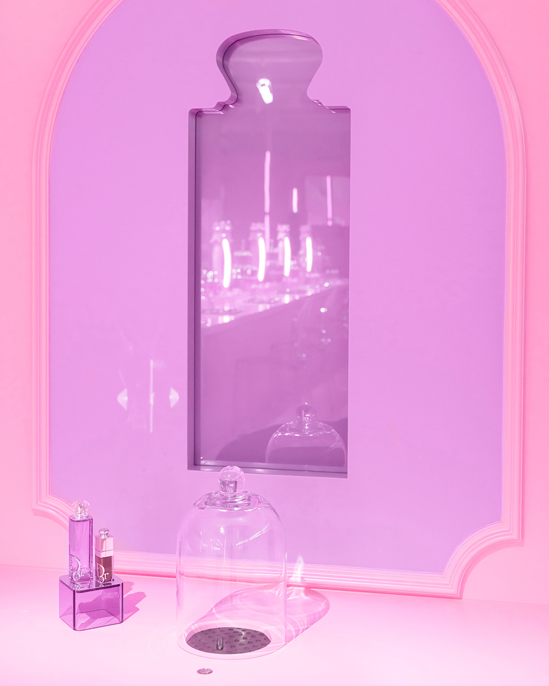 Fragrance tester station at the Dior Sweet pop-up in Tokyo.